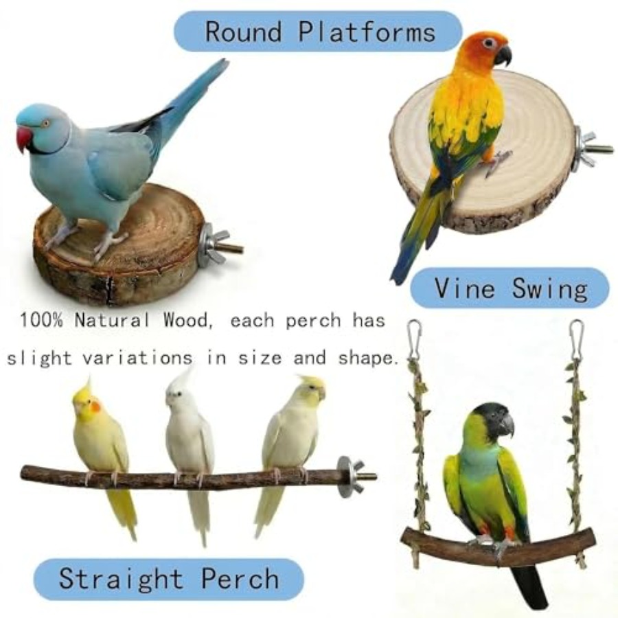 8PCS natural wood bird perches - Health & Wellness Of Carmel review and price